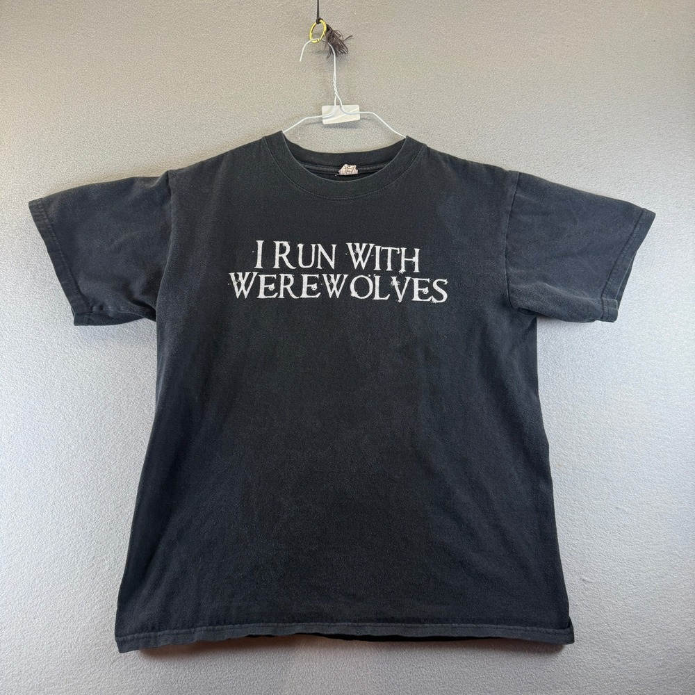 Vintage Twilight Team Jacob I Run With Werewolves T-Shirt Black Medium Movie Tee